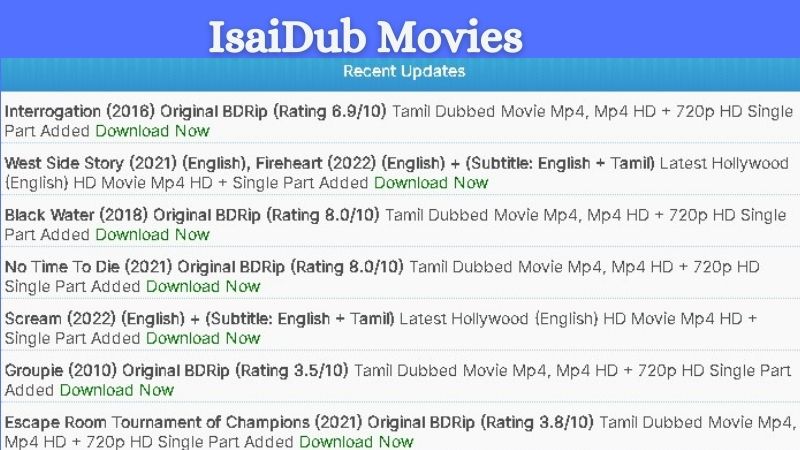 isaidub  tamil movies download
