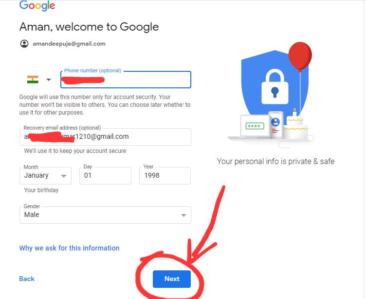 how to create a new google account